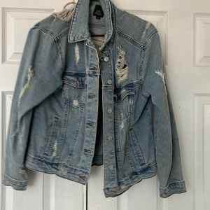 Distressed jean jacket
